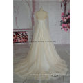 Long Sleeve V-Neck Champagne Low Price Wedding Dress